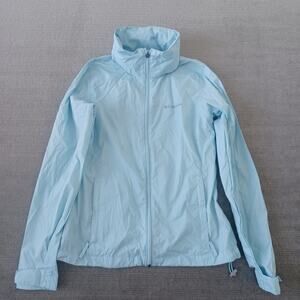 Columbia Jacket Women S Light Blue Switchback III Rain Coat Full Zip Hood Hike